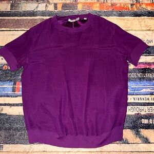 Vince burgundy silk Short Sleeve blouse small